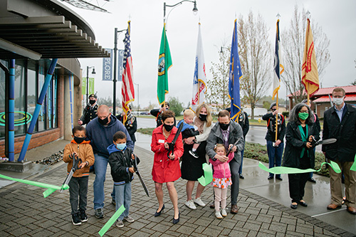 The grand opening ribbon cutting of the Children's Museum at JBLM on April 24, 2021.