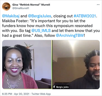 Screenshot of Archiving the Black Web (ATBW) Tweet