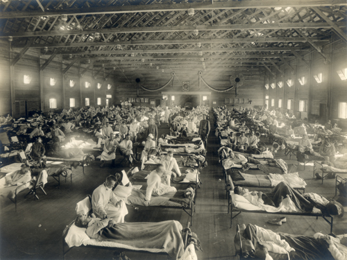 Emergency hospital during influenza epidemic, Camp Funston, Kansas.