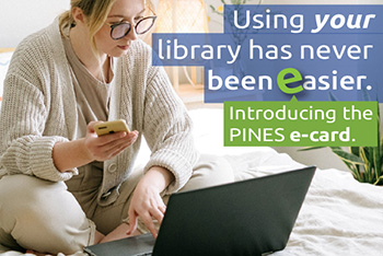 Georgia Public Library poster featuring PINES e-card services