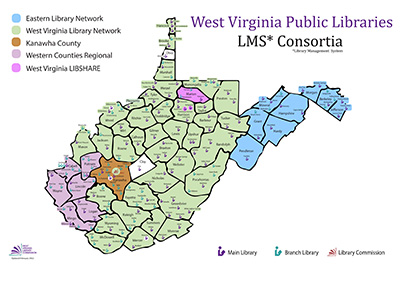 West Virginia Public Libraries Consortia map