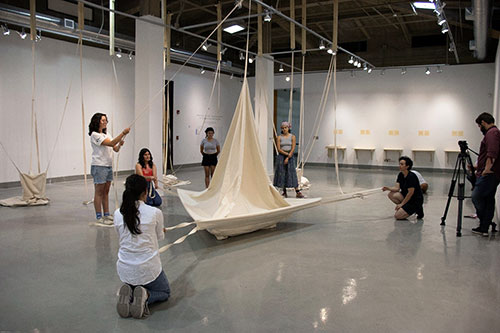 Students participate in a workshop at the Center for the Visual Arts.