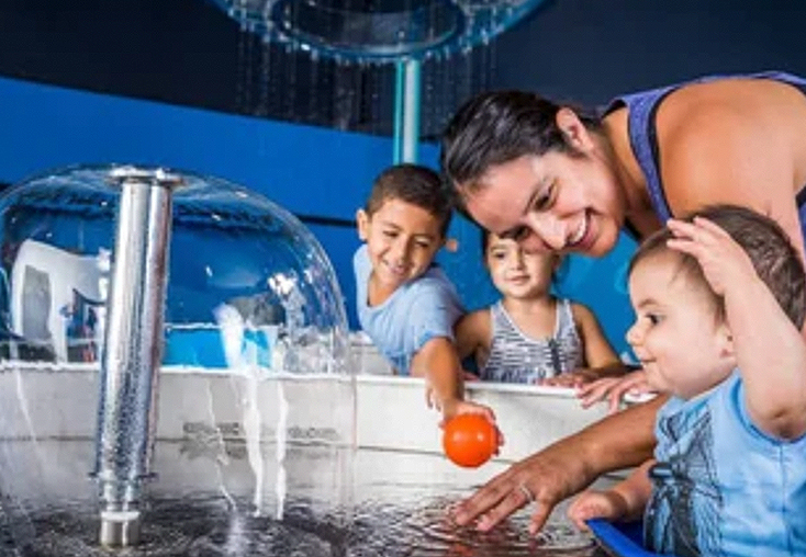 Mother and small child at a science exhibit