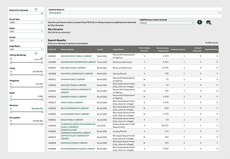 Screenshot of the Library Search & Compare Tool