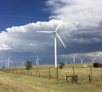 Wind turbines near Laramie, Wyoming