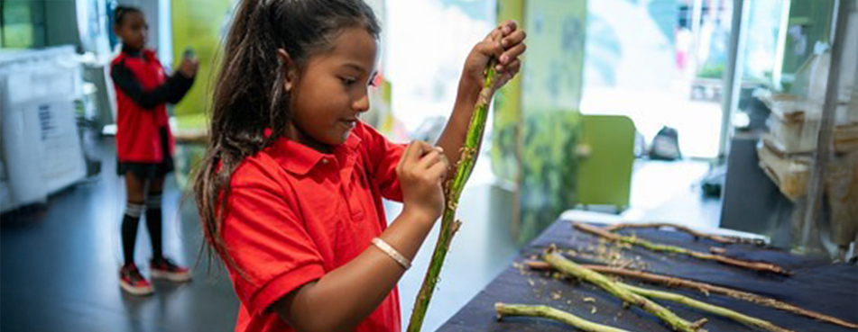 Girl at interactive museum workshop event