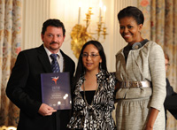 Willcox TAG Team (from left) Gary Clement and  Mayra Guzman (youth), and  First Lady Michelle Obama
