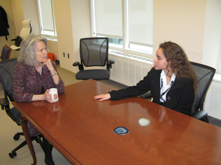 Kathryn Matthew (left), IMLS Director, shares her experience about Museums with Josie Brown (right), IMLS intern. 