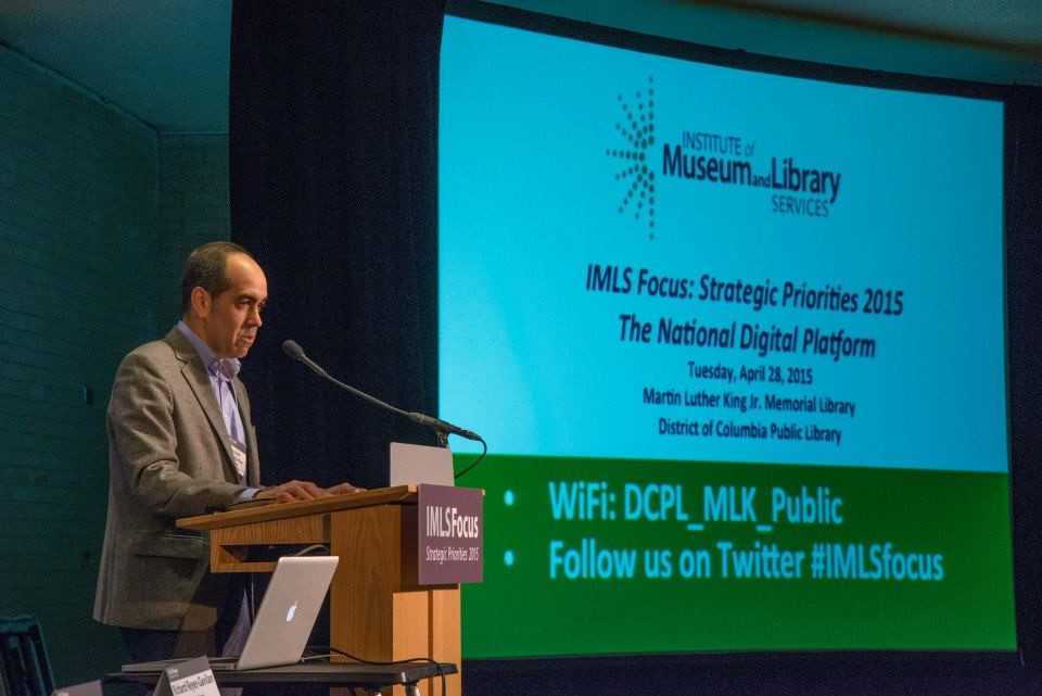 The recent grants are only the latest efforts by IMLS to highlight the importance of the National Digital Platform. The agency last year IMLS held a convening on The National Digital Platform. Here, DC Public Library Executive Director Richard Reyes-Gavilan welcomes participants.