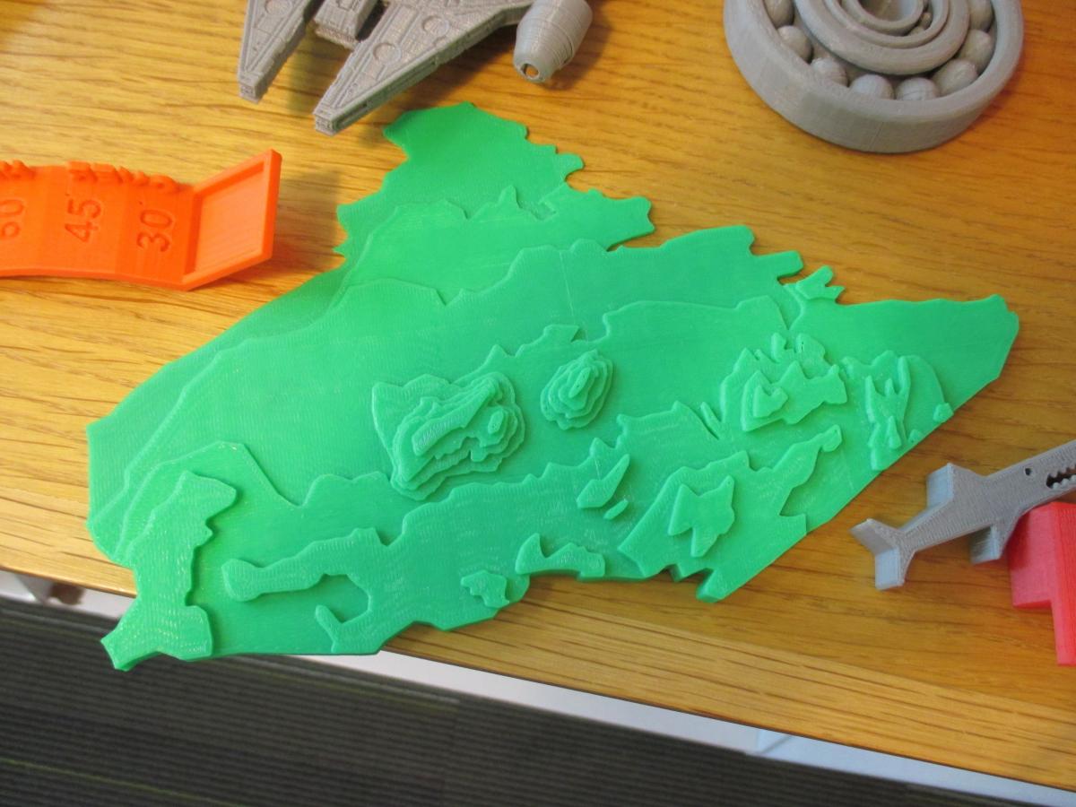 A 3D-printed map of Maine at  Portland Public Library
