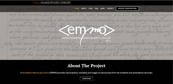 EMMO – Early Modern Manuscripts Online website