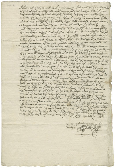A transcribed letter from Ralph Adderly