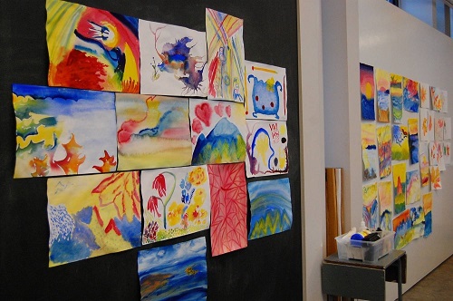 A display of works of art created by participants