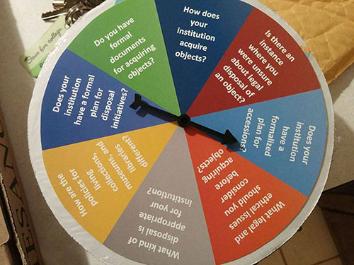 Color coded spinning Cardboard wheel