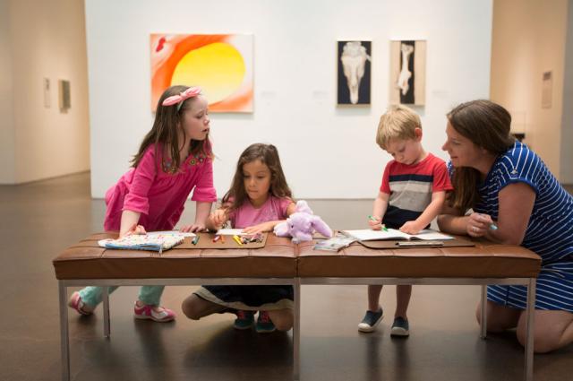 Gallery visitors at the Georgia O’Keeffe Museum