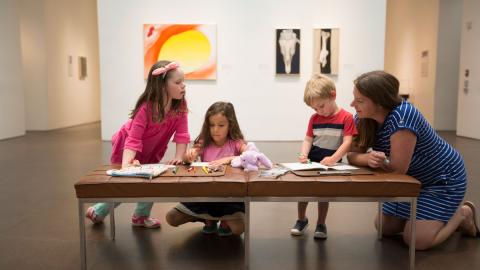 Gallery visitors at the Georgia O’Keeffe Museum